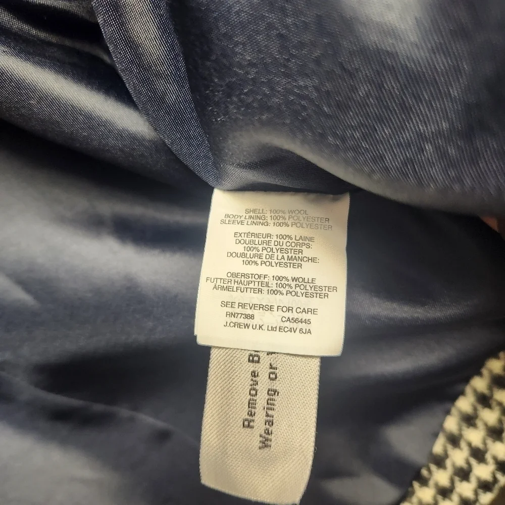 J.Crew Houndstooth Bomber Jacket Sz. S Preppy Wool
